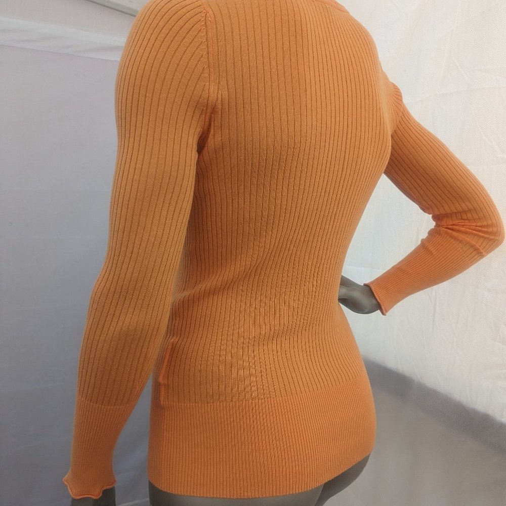 Cotton Rib Knit V-neck Long Sleeve Pull On Sweater* - Picture 5 of 15